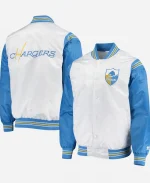 Starter Los Angeles Chargers Renegade Throwback White & Powder Blue Varsity Jacket