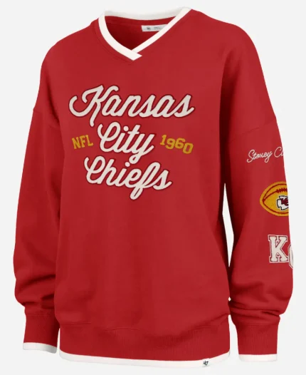 Stoney Clover Lane x '47 Kansas City Chiefs V-Neck Sweatshirt