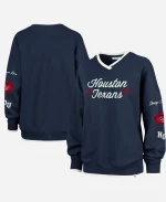 Stoney Clover Lane x '47 Navy Houston Texans Navy Blue Oversized V-Neck Sweatshirt
