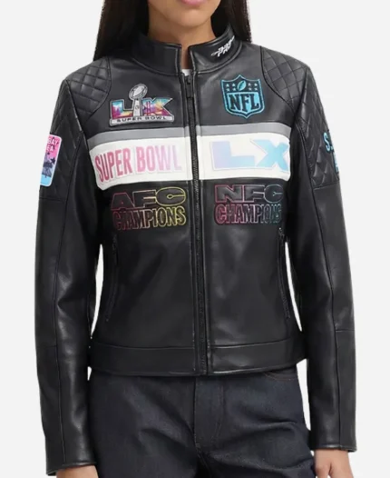 Super Bowl LX Moto Leather Jacket
