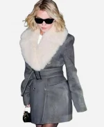 Sydney Sweeney NYC 2025 Grey Fur Coat