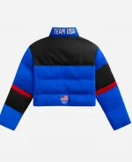 Team USA Cropped Puffer Jacket in Blue