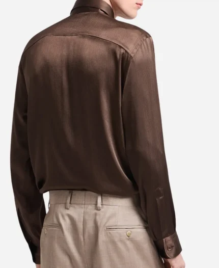 Tom Blyth Brown Pleated Shirt