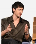 Tom Blyth Pleated Shirt In Brown