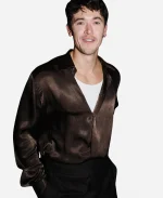 Tom Blyth Solid-colour, Pleated Shirt