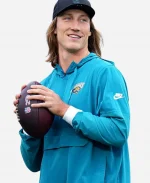Trevor Lawrence Jaguars Sideline Anorak Blue Half Zip Hooded Jacket