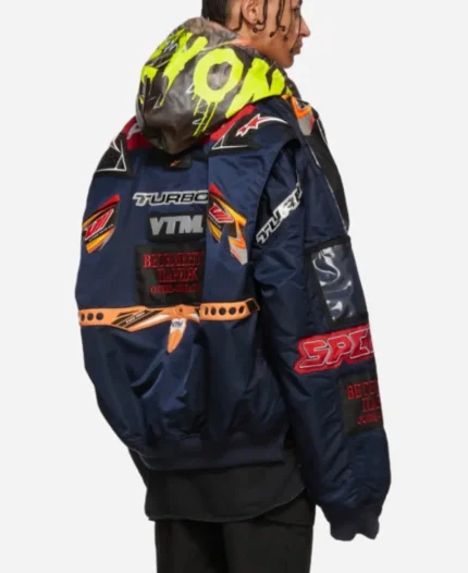 Unisex Vetements X Alpha Industries Racing Black Hooded Jacket