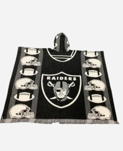 Unisex Las Vegas Raiders Handcrafted Wool Hooded Poncho