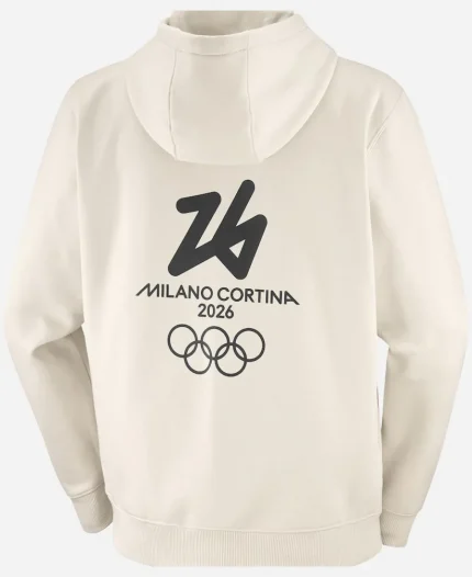 Unisex Milano Cortina 2026 Olympics Salomon Logo Cream Hoodie