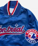 Unisex Montreal Expos 90’s Blue Satin Bomber Jacket - For Sale