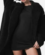 Unisex Oversized Black Sherpa Trench Coat
