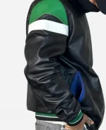 Unisex Saskatchewan Roughriders Black Leather Varsity Jacket