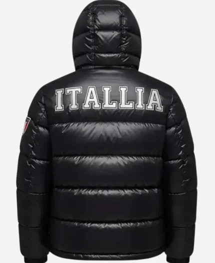 Winter Olympics Team Italy 2026 Black Down Hooded Puffer Jacket