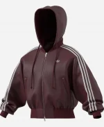 Women's Adidas Originals Red Pleather Hooded Pad Jacket