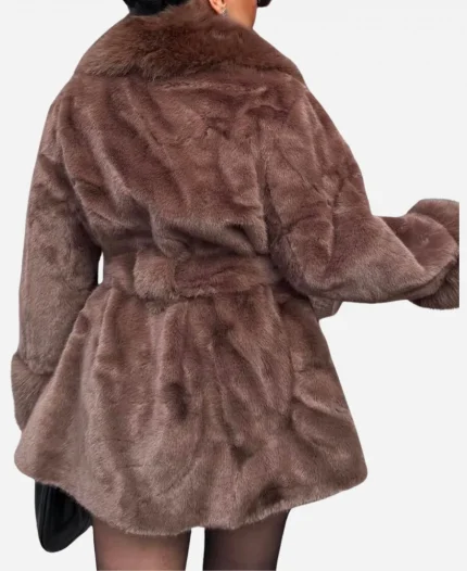 Women's Classic Loose-Fitting Brown Faux Fur Coat
