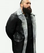 2026 Joey Ariola Black Leather Shearling Jacket