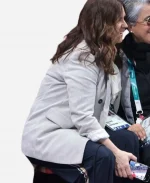 2026 Olympics Katherina Witt Off-White Wool Trench Coat