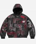 2026 Supreme SS26 Guns Hooded Leather Jacket