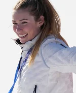  Mikaela Shiffrin Winter Olympics Champs 2026 White Puffer Jacket - Jacket Era