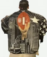 A$AP Rocky Super Bowl LVII Rihanna Handprint Leather Jacket