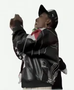 A$AP Rocky USA Flag Super Bowl LVII Rihanna Handprint Leather Jacket