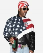 ASAP Rocky Super Bowl USA Flag Leather Jacket