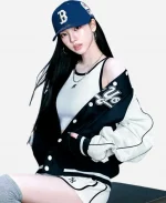 Aespa Karina 2026 New York Varsity Jacket In Black & White