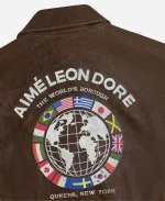 Aime Leon Dore World’s Borough Brown Leather Jacket