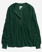American Eagle Aerie Sherpa Henley Sweatshirt - Green