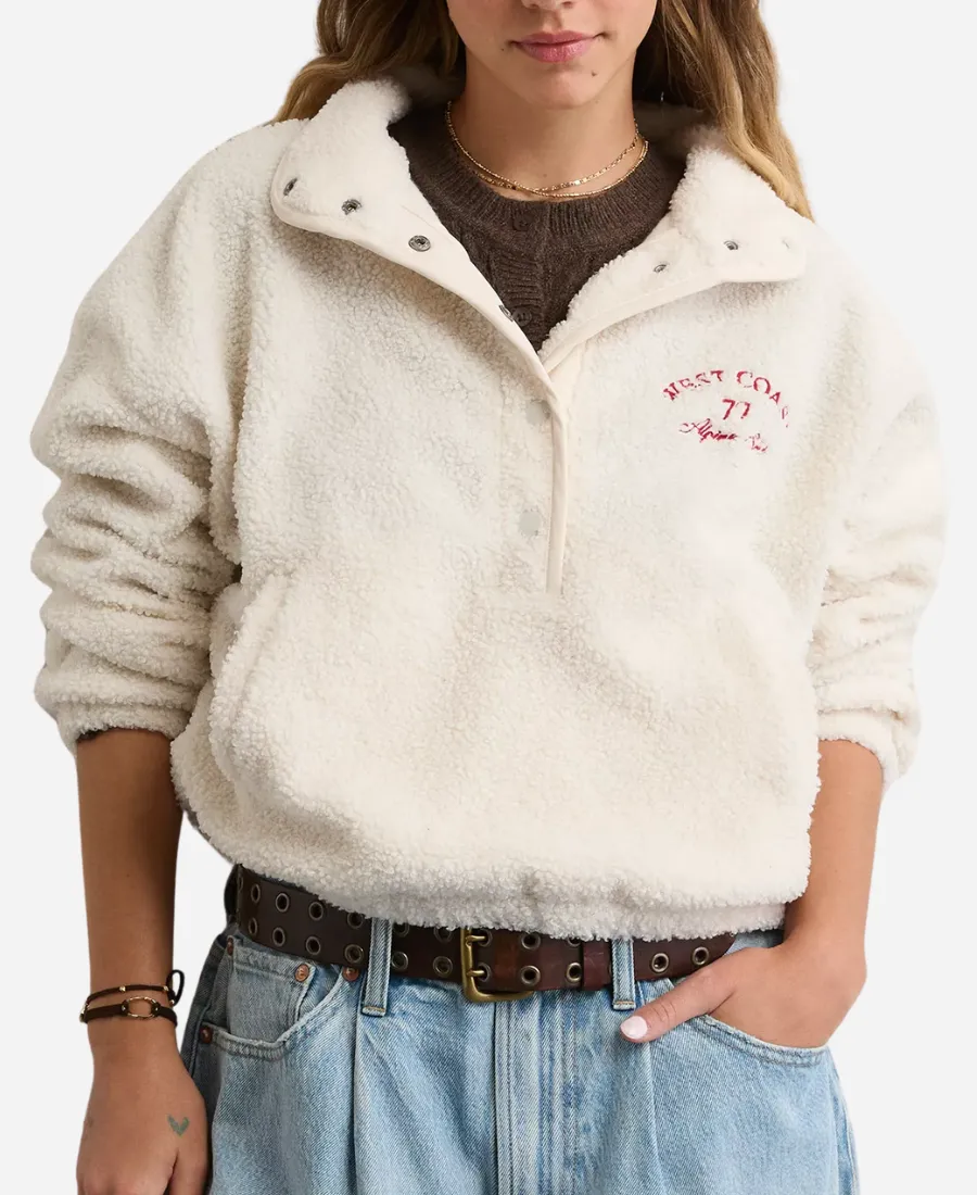 American Eagle Cream Sherpa Fleece Sweatshirt American Eagle Cream Sherpa Fleece Sweatshirt