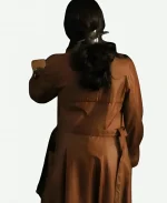 Aurora Giovinazzo The Big Fake Brown Leather Coat - Jacket Era