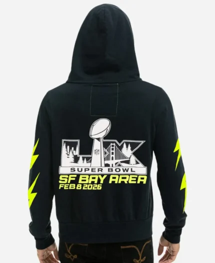 Aviator Nation x Super Bowl LX 2026 Black Zip-Up Hoodie