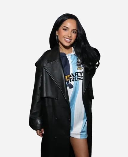 Becky G Super Bowl LX Leather Coat