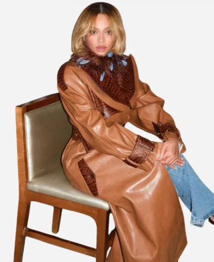 Beyoncé 2026 Super Bowl LX Brown Leather Coat