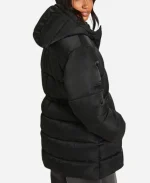 Boohoo Petite Cinched Waist Black Puffer Jacket