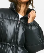 Cinched Waist Puffer Jacket - Black