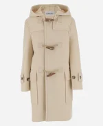 Claudia Winkleman Tv Series The Traitors UK 2026 Beige Duffle Hooded Coat