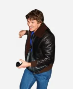 Connor Storrie NYC 2026 SNL Shearling Leather Jacket In Brown