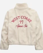 Cream Sherpa Fleece Graphic Henley Sweatshirt