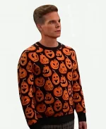 Days Of Our Lives Leo Stark Orange Halloween Pumpkin Print Sweater
