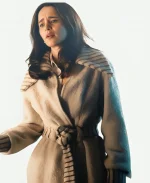 Emilia Clarke Ponies Belted Wrap Coat