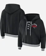Erin Andrews Patriots Lace-Up Hoodie In Black