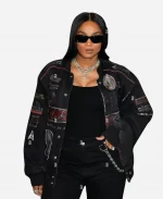 Fanatics Super Bowl Party 2026 Ciara Black Bomber Racing Jacket