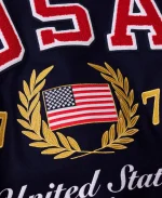 Fanatics USA 250th Anniversary Iconic Navy Full-Snap Wool Varsity Jacket