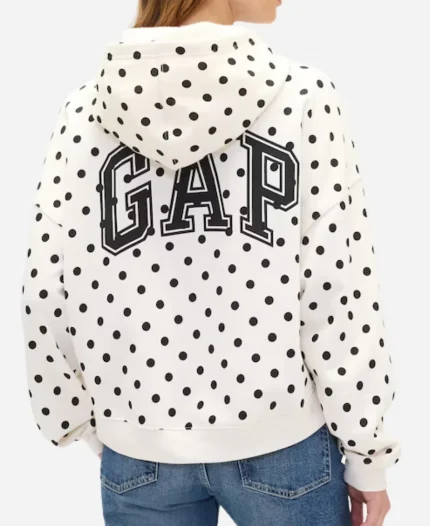 GAP Mini-Logo Polka Dot White Cropped Hoodie 