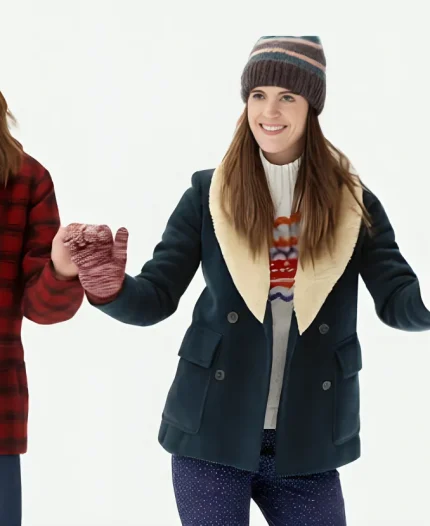 Jane Happiest Season Mary Holland Green Shearling Collar Peacoat