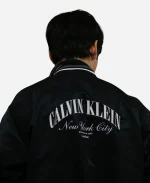 Jang Kook 2026 Calvin Klein Black Bomber Jacket