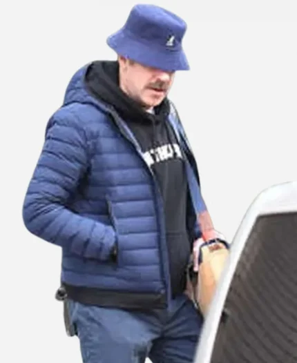 Jason Sudeikis Ted Lasso S03 Blue Hooded Puffer Jacket