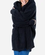 Jill Martin NBA Breast Cancer Awareness Black Oversized Lounger Hooded Jacket