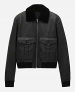 John Legend Tv Series The Voice S29 Black Shearling-Collar Leather Jacket